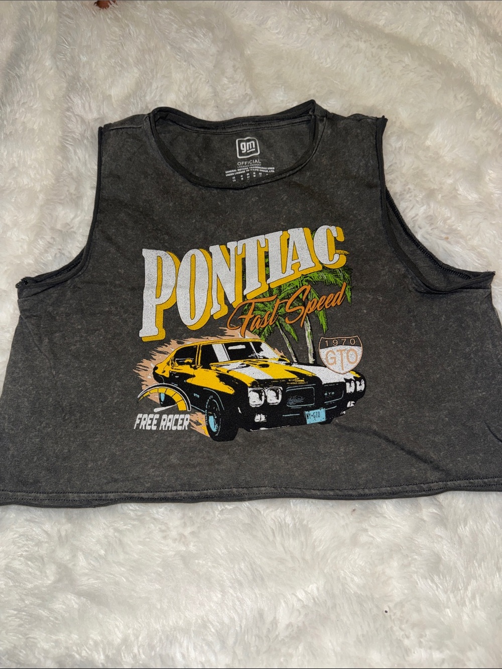 Pontiac Fast Speed Black Graphic Crop Tank Top
